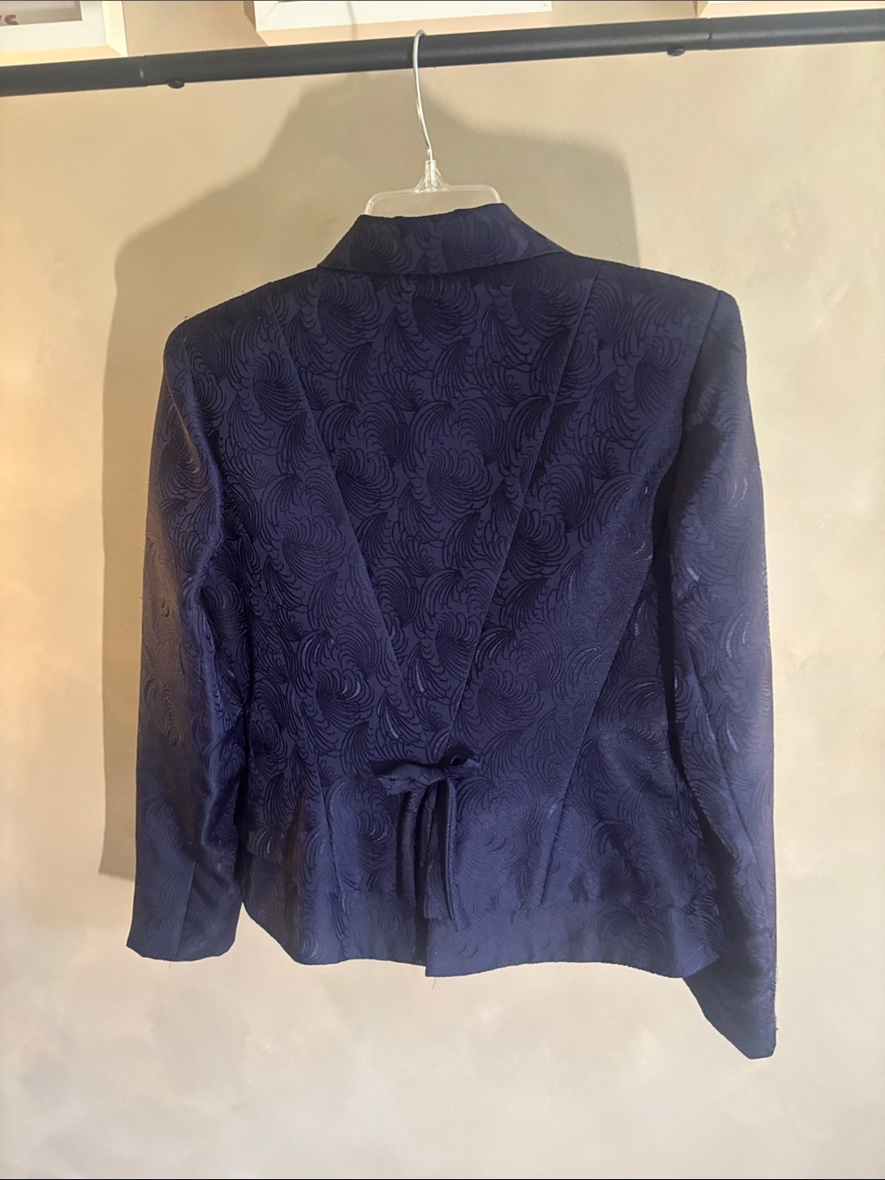 Navy Textured Button-Front Blazer - Picture 3 of 3